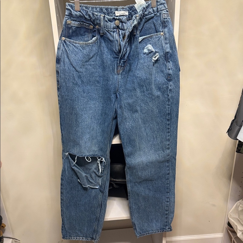 Good American Blue Distressed Boyfriend Jeans